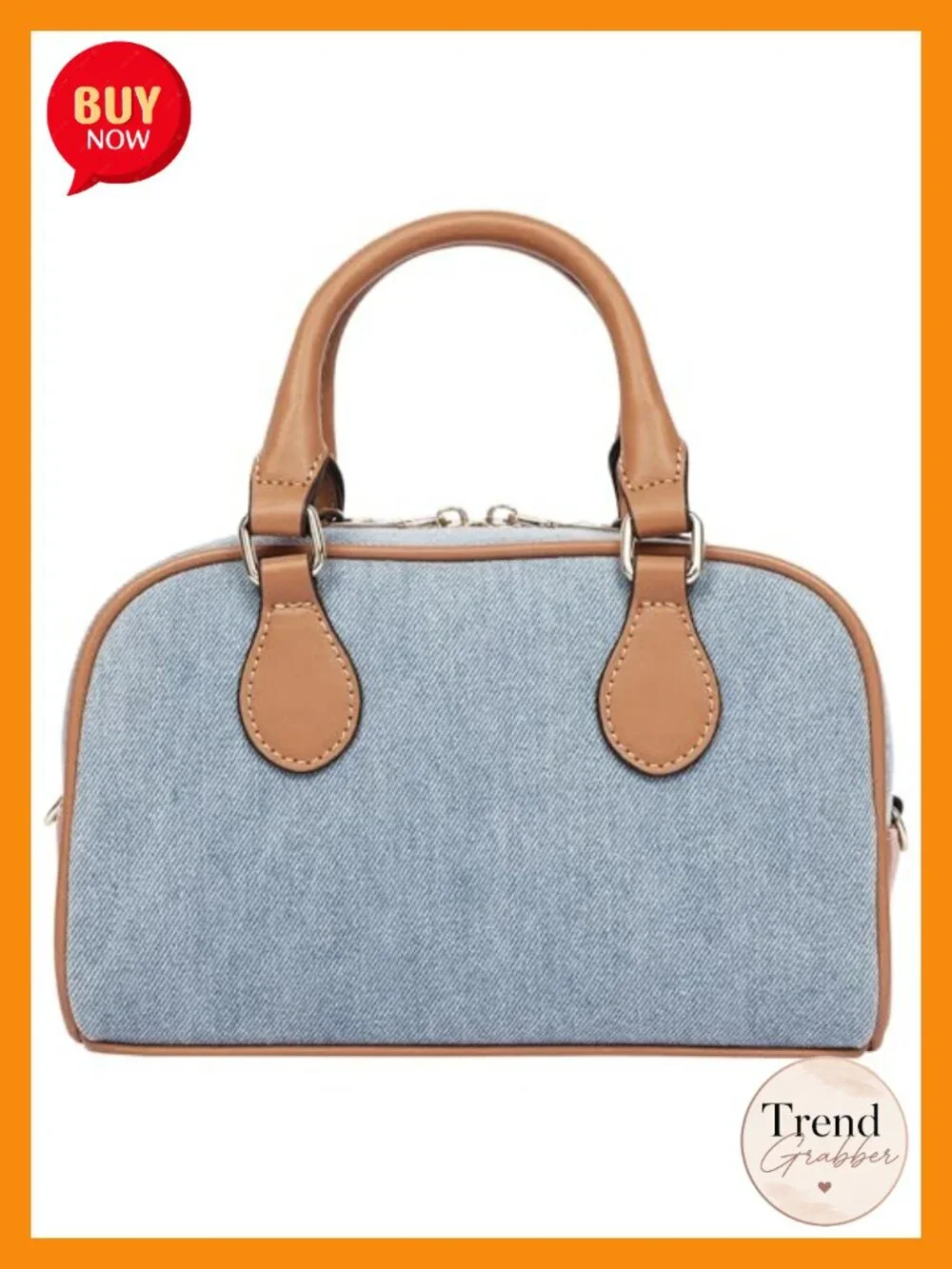 Denim Embroidered Logo Mini Satchel Crossbody with Gold Hardware